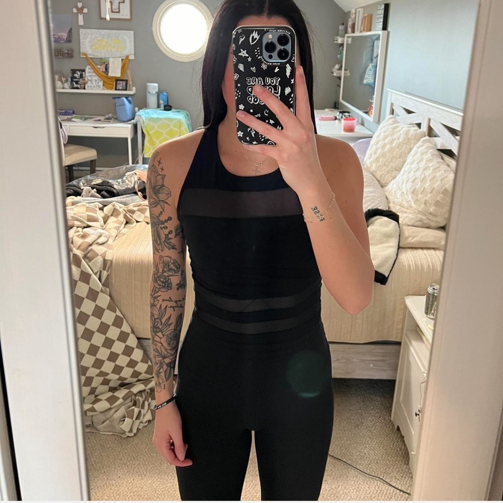 Fabletics Black Mesh Tank Top
